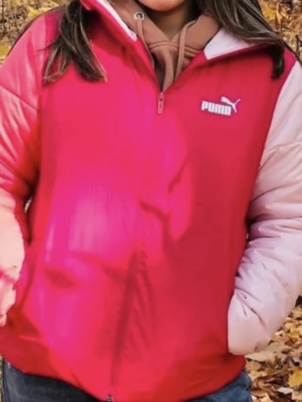 Puma Color Block Puffer Jacket in Pink